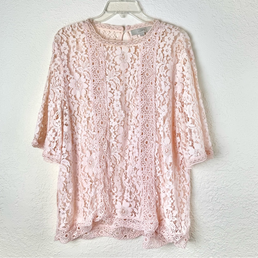 Women’s pastel pink lace blouse | Women’s XL LOFT